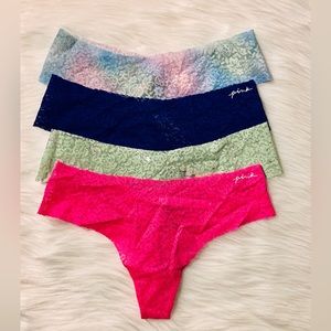 Pink by Victoria Secret Lace Thong Panty Set - 4ct Last Set 1 hour sale …